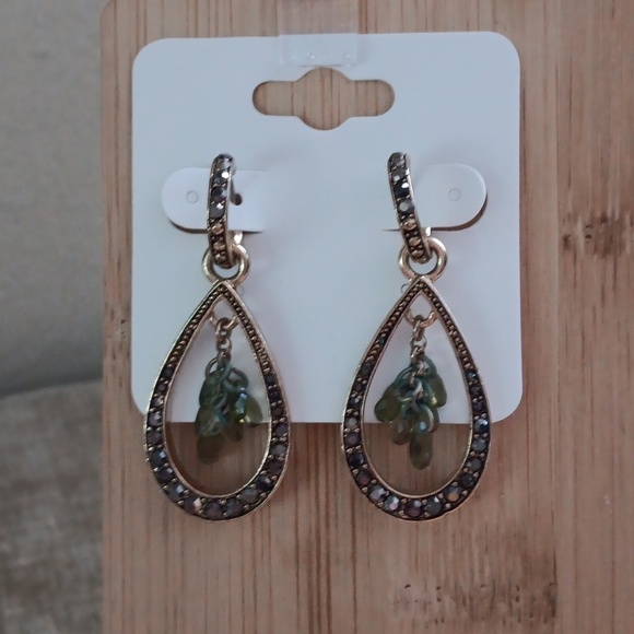 Monet Gold Tone Large Tear Drop Dangle Earrings - Picture 6 of 10